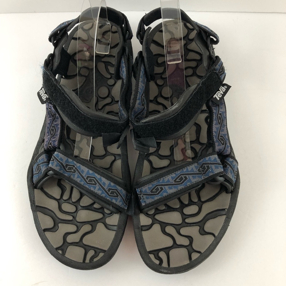 Teva Sandals Mens 13 Terrafi Original Universal Black Blue Spiral River Rubber